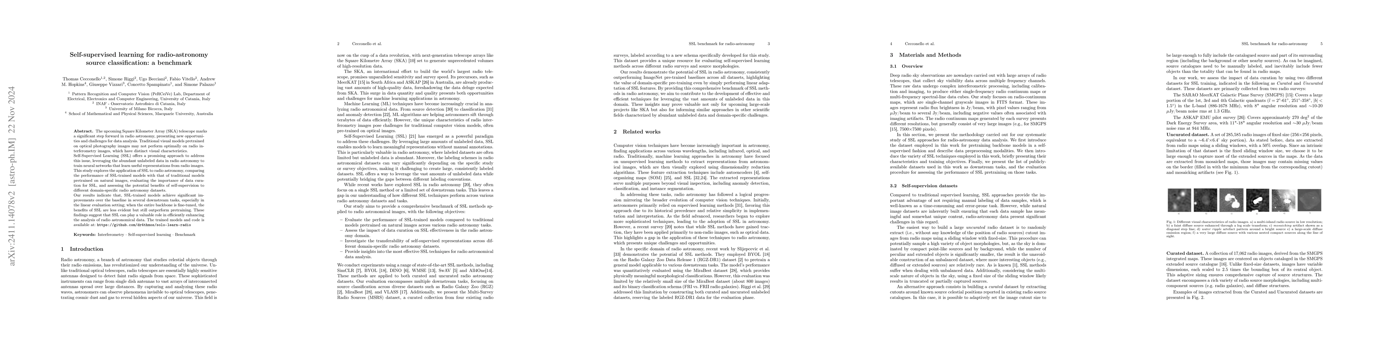 Thumbnail for Self-supervised learning for radio-astronomy source classification: a
  benchmark