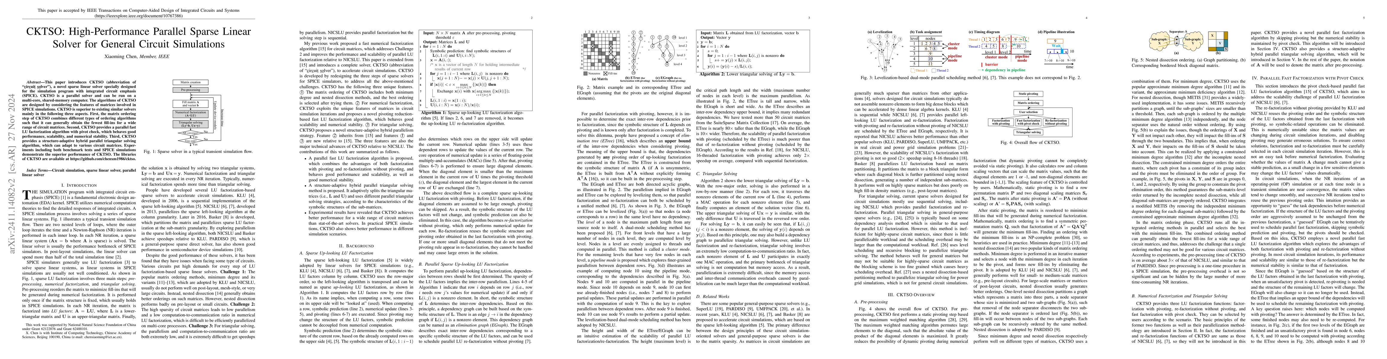 Thumbnail for CKTSO: High-Performance Parallel Sparse Linear Solver for General
  Circuit Simulations