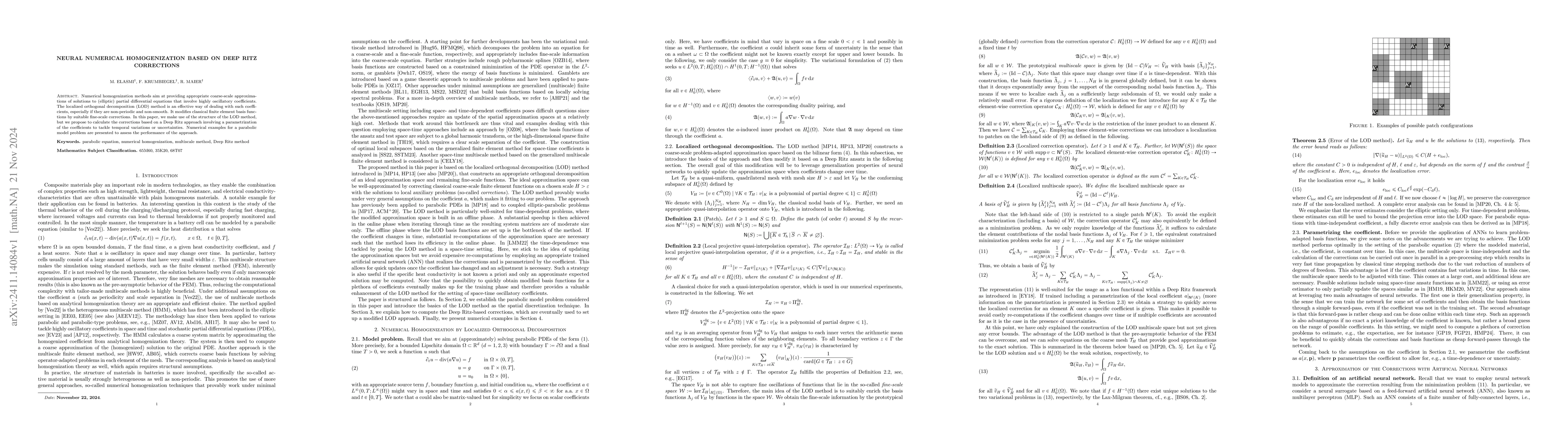 Thumbnail for Neural numerical homogenization based on Deep Ritz corrections