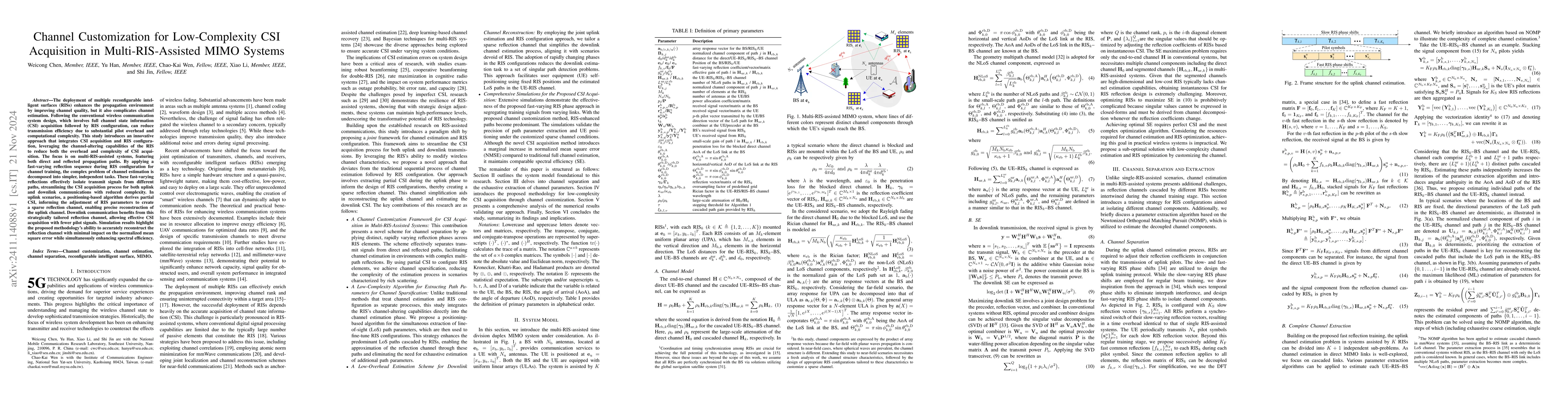 Thumbnail for Channel Customization for Low-Complexity CSI Acquisition in
  Multi-RIS-Assisted MIMO Systems