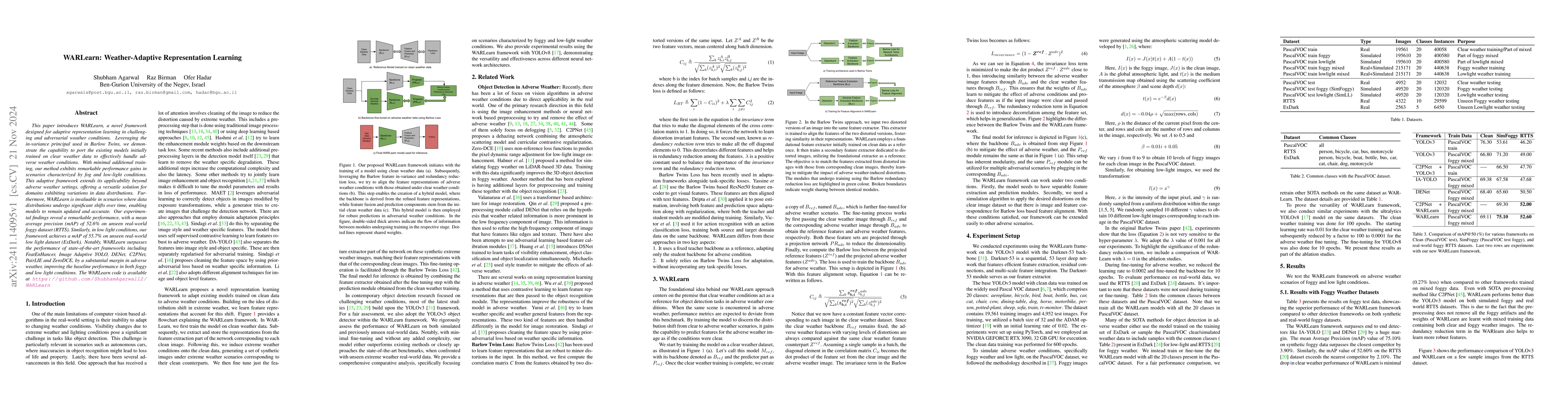 Thumbnail for WARLearn: Weather-Adaptive Representation Learning