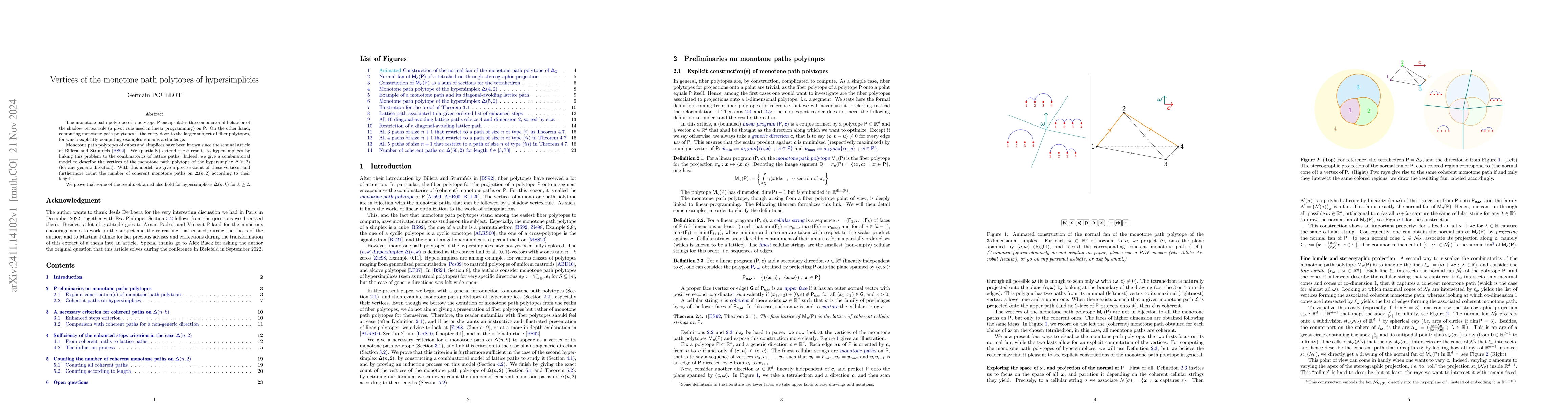 Thumbnail for Vertices of the monotone path polytopes of hypersimplicies