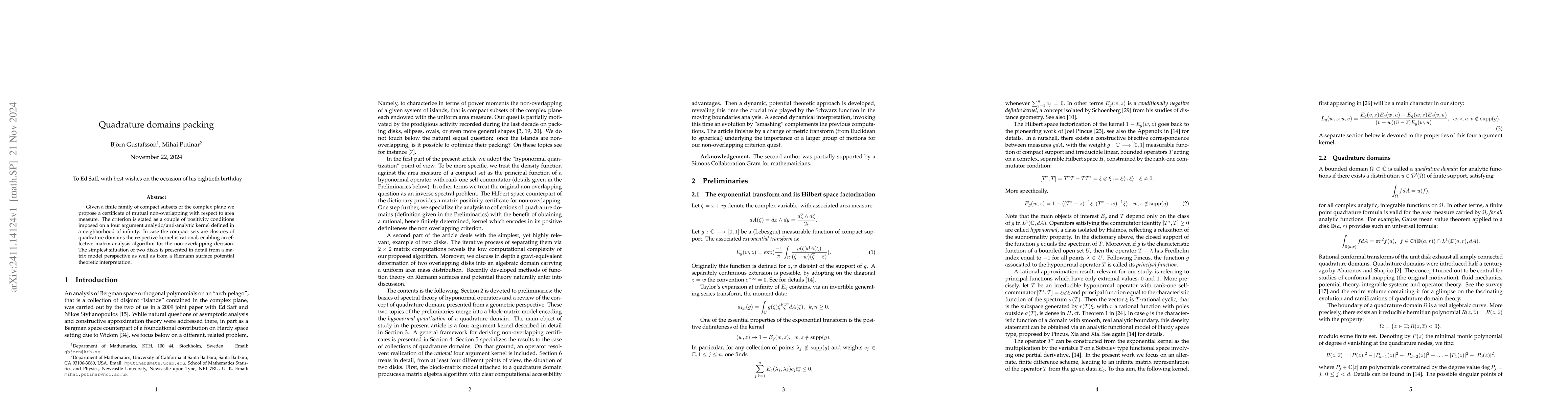 Thumbnail for Quadrature domains packing