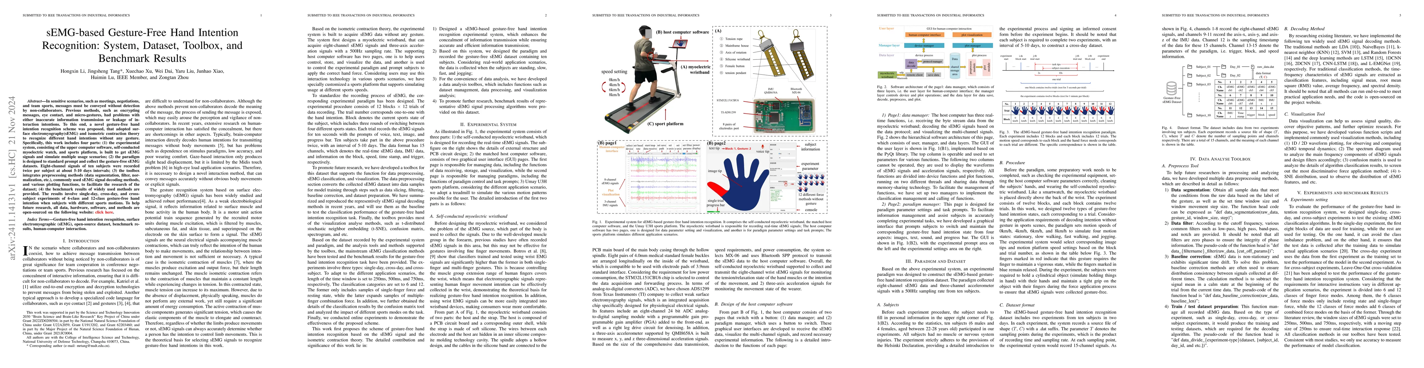 Thumbnail for sEMG-based Gesture-Free Hand Intention Recognition: System, Dataset,
  Toolbox, and Benchmark Results