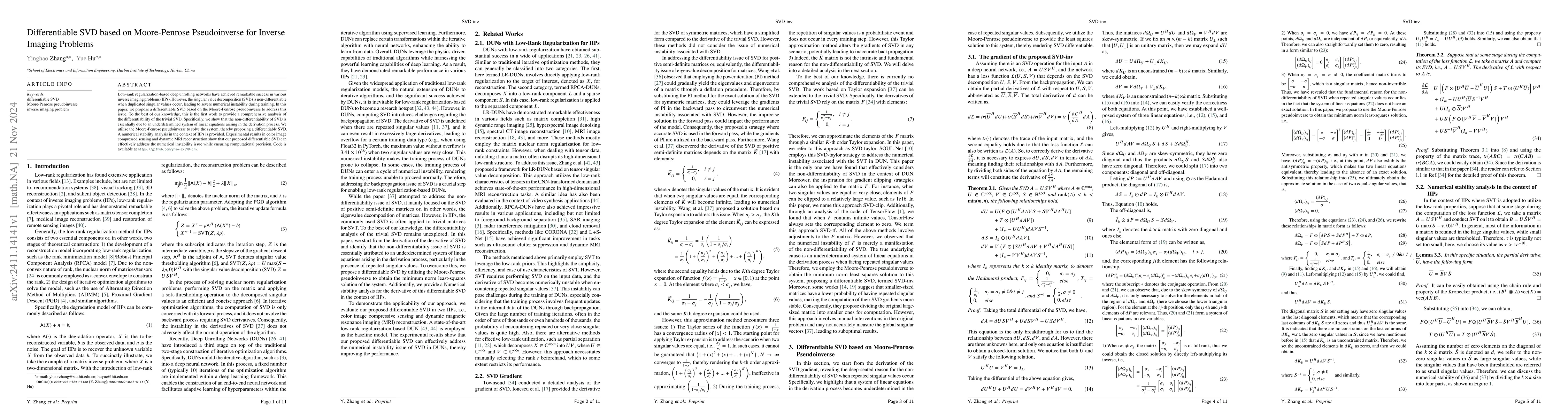 Thumbnail for Differentiable SVD based on Moore-Penrose Pseudoinverse for Inverse
  Imaging Problems