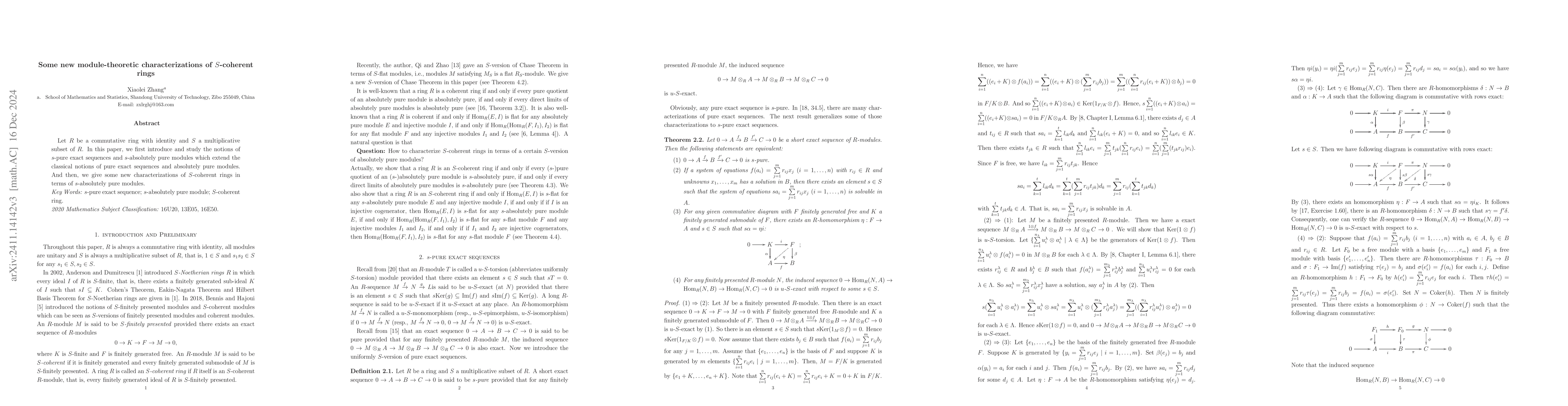Thumbnail for Some new module-theoretic characterizations of $S$-Noetherian rings and
  $S$-coherent rings