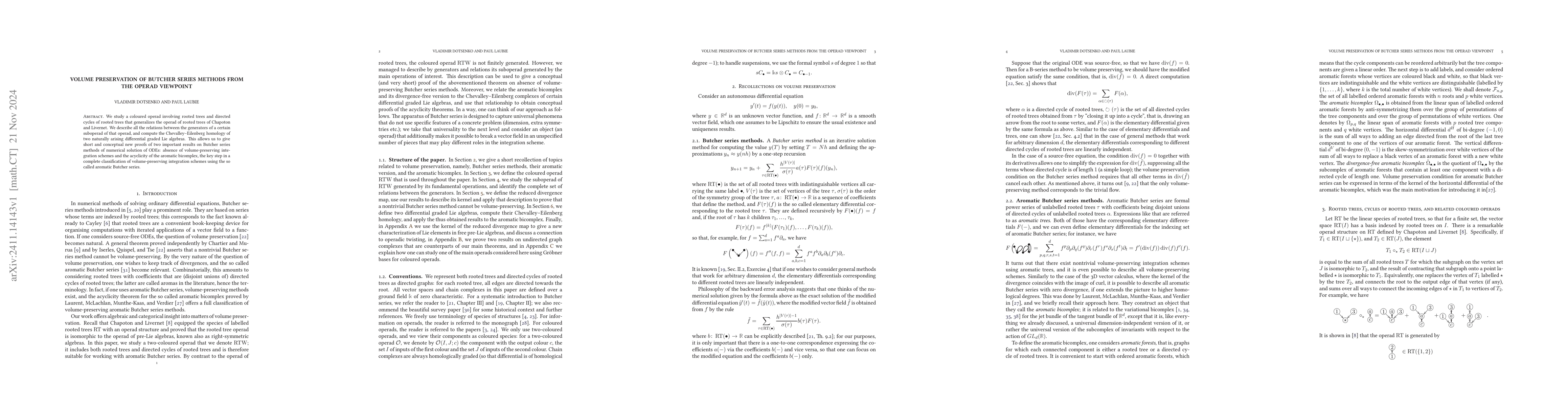 Thumbnail for Volume preservation of Butcher series methods from the operad viewpoint