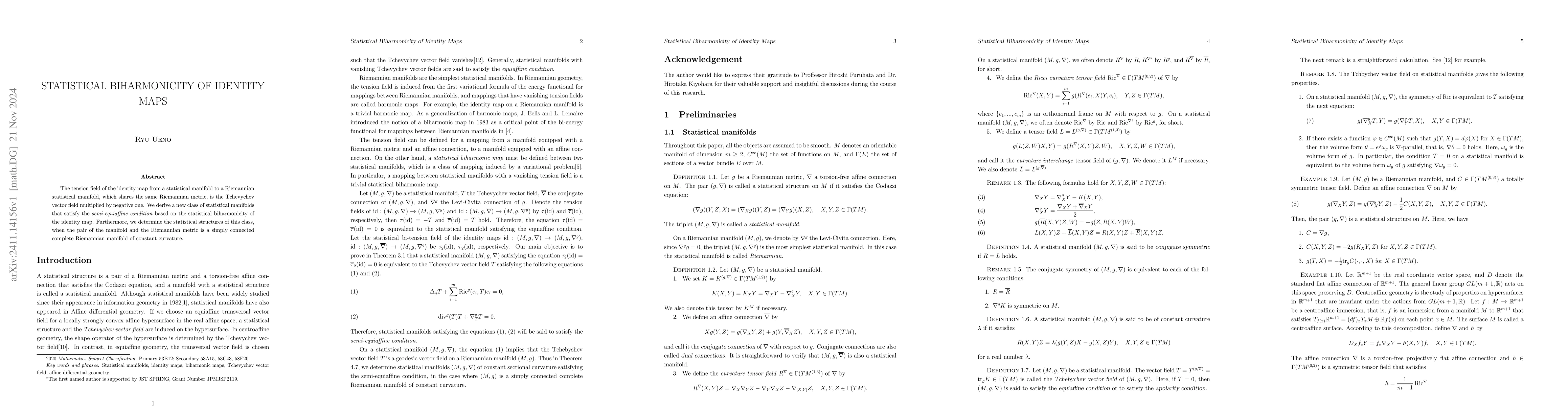 Thumbnail for Statistical Biharmonicity of Identity Maps