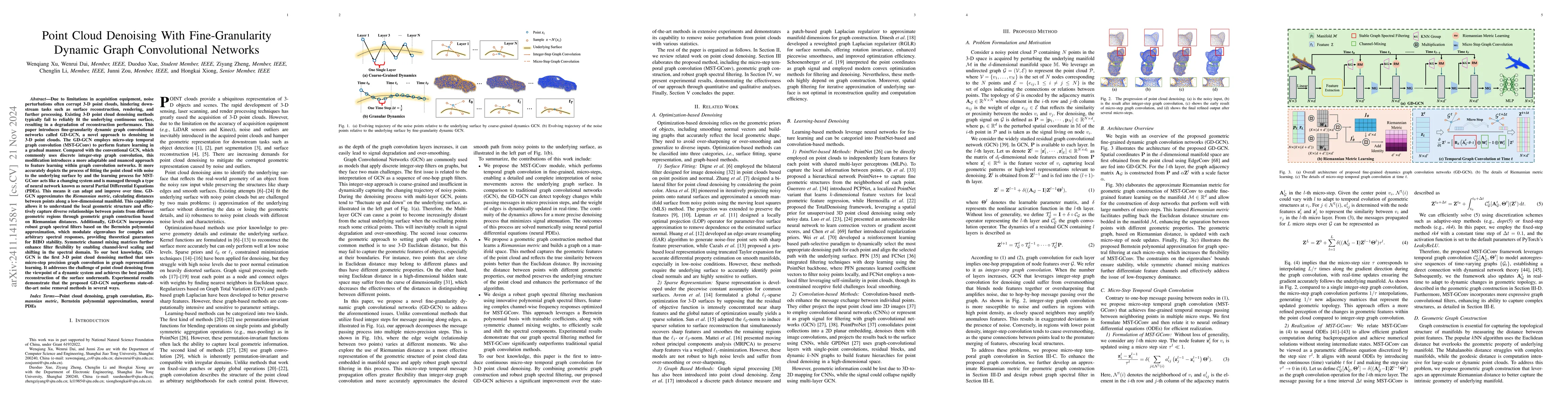 Thumbnail for Point Cloud Denoising With Fine-Granularity Dynamic Graph Convolutional
  Networks