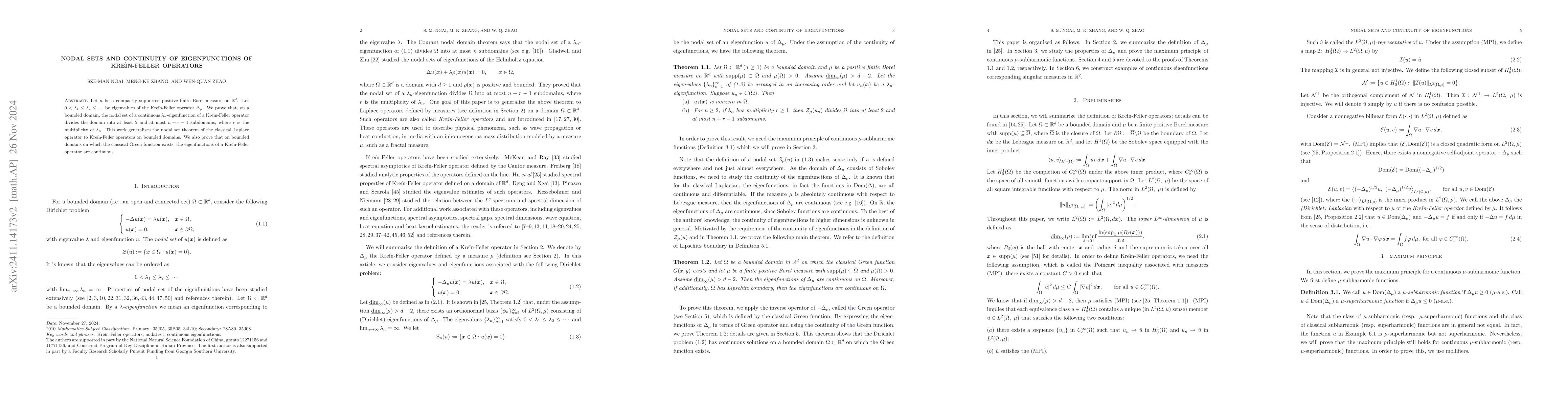 Thumbnail for Nodal sets and continuity of eigenfunctions of Kreĭ-Feller
  operators
