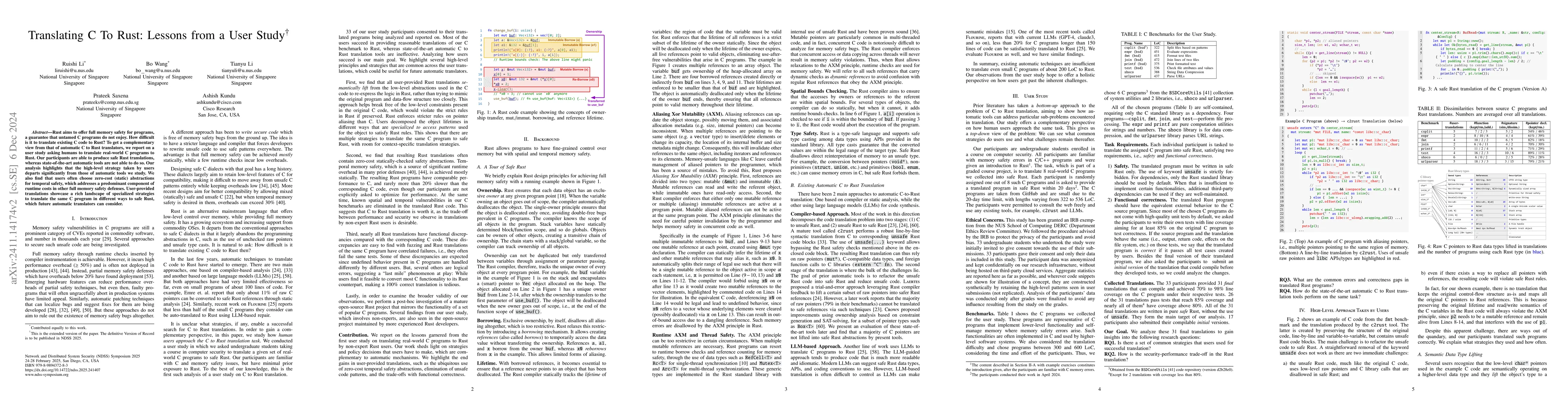 Thumbnail for Translating C To Rust: Lessons from a User Study