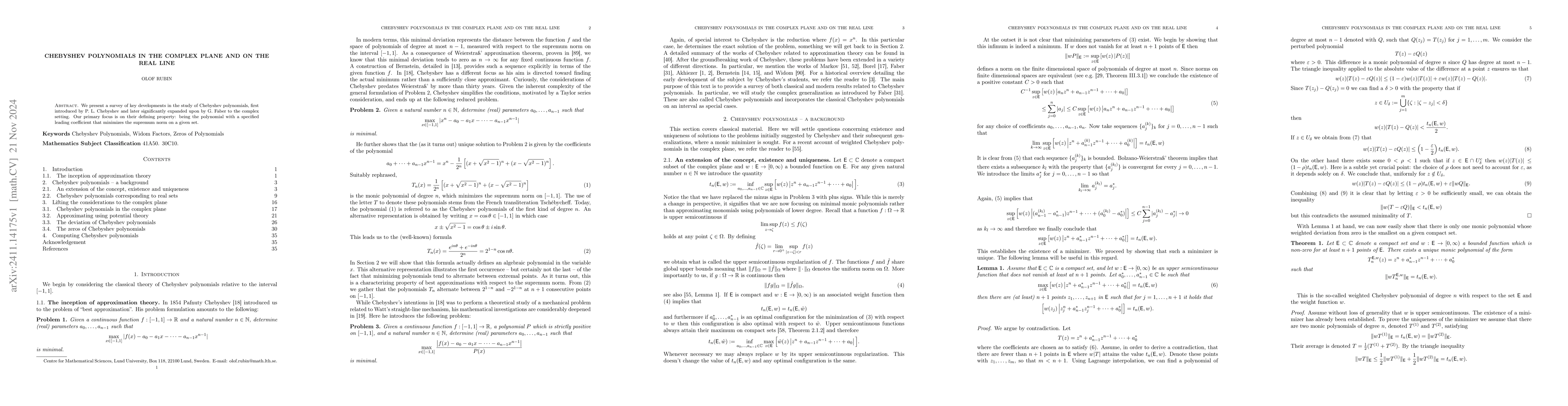 Thumbnail for Chebyshev polynomials in the complex plane and on the real line