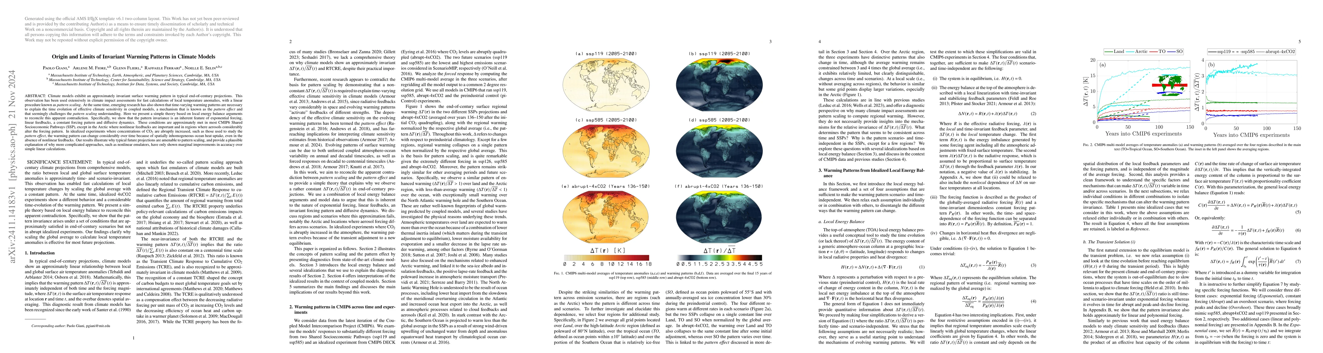 Thumbnail for Origin and Limits of Invariant Warming Patterns in Climate Models
