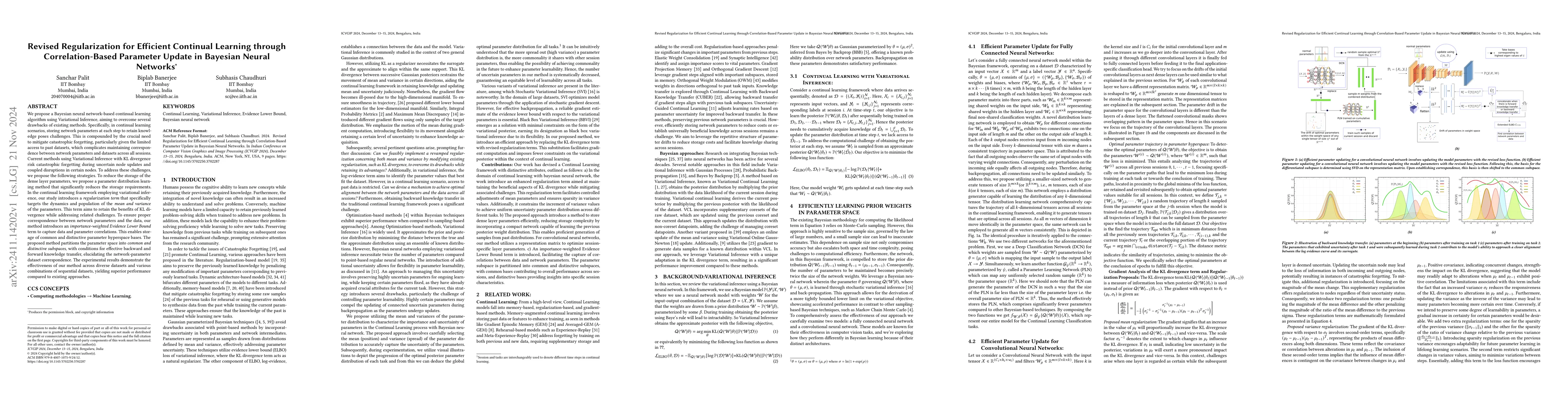Thumbnail for Revised Regularization for Efficient Continual Learning through
  Correlation-Based Parameter Update in Bayesian Neural Networks