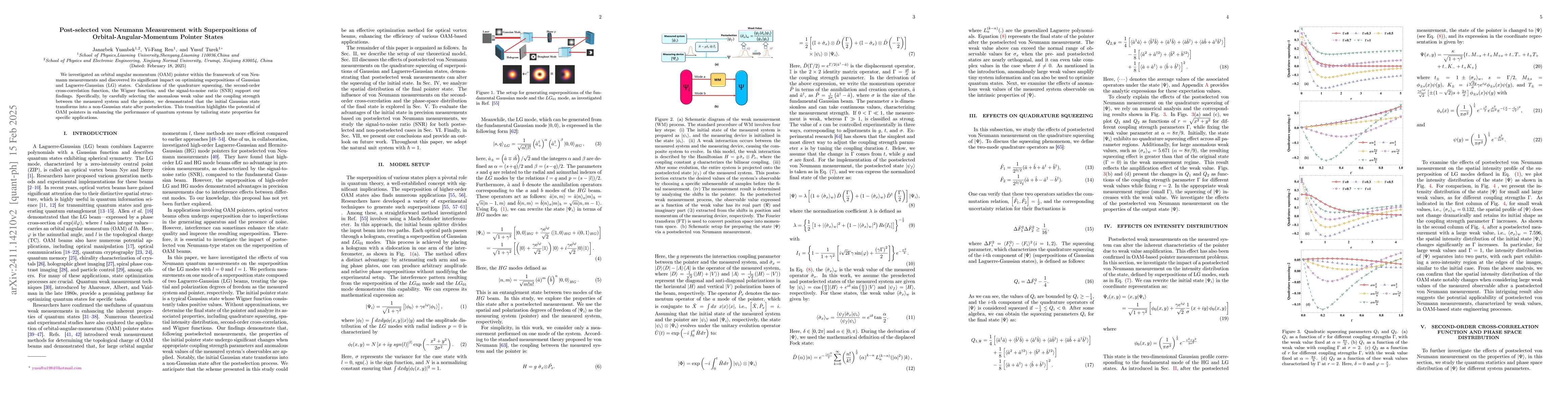 Thumbnail for Post-selected von Neumann Measurement with Superpositions of
  Orbital-Angular-Momentum Pointer States