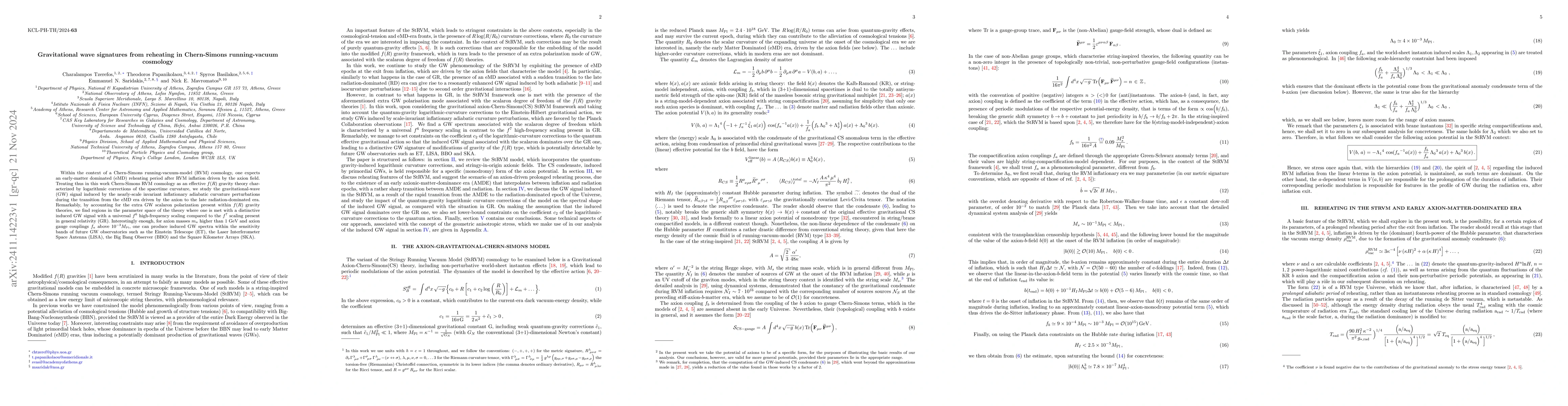 Thumbnail for Gravitational wave signatures from reheating in Chern-Simons
  running-vacuum cosmology