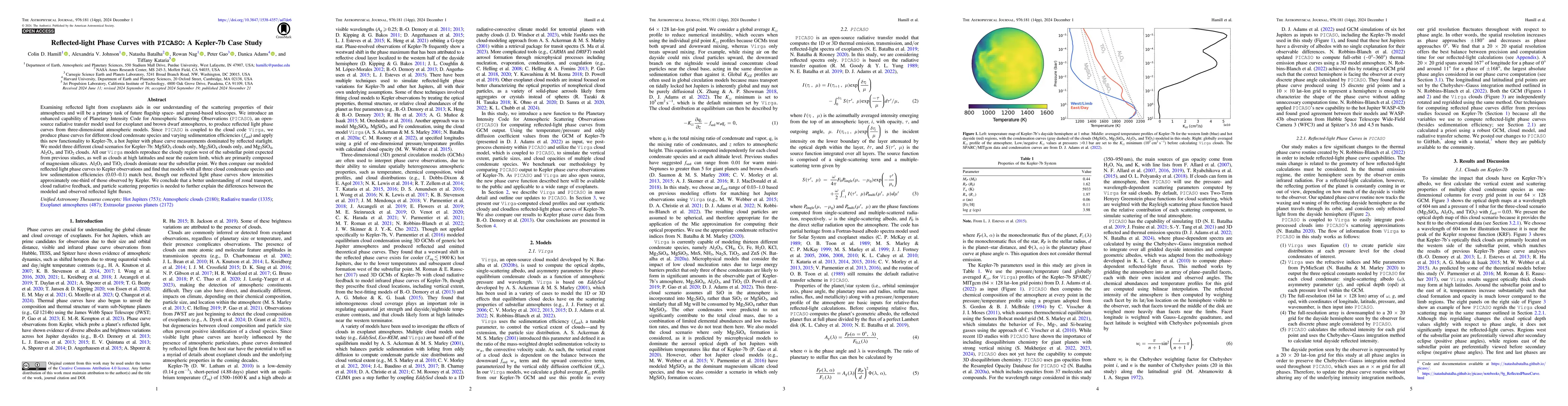 Thumbnail for Reflected-light Phase Curves with PICASO: A Kepler-7b Case Study