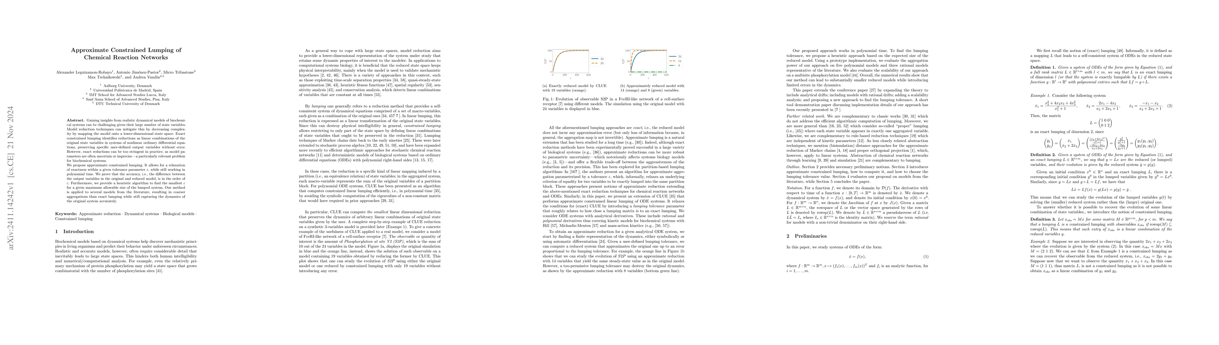 Thumbnail for Approximate Constrained Lumping of Chemical Reaction Networks