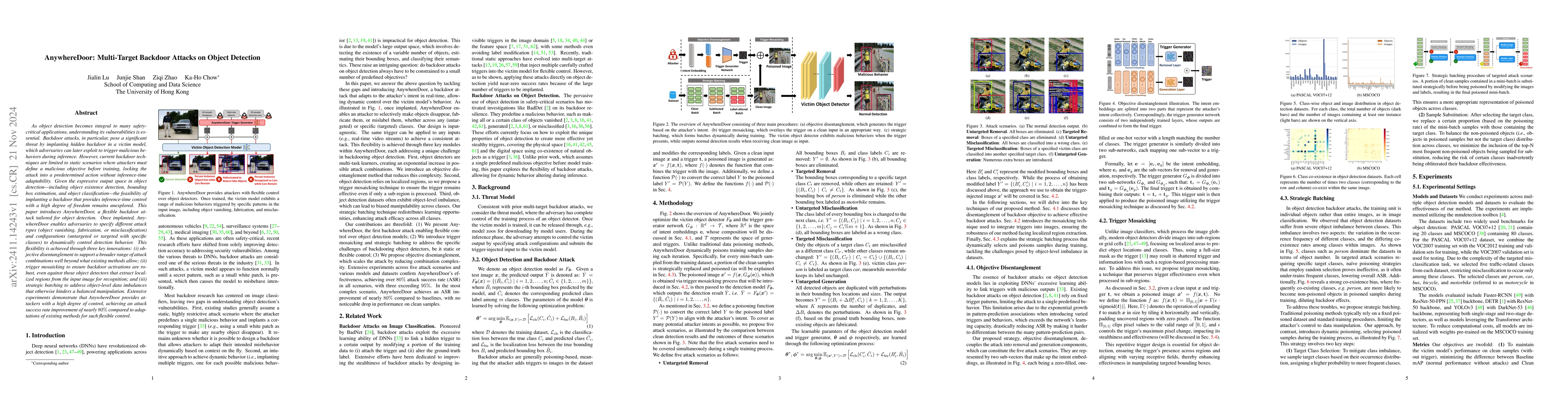 Thumbnail for AnywhereDoor: Multi-Target Backdoor Attacks on Object Detection