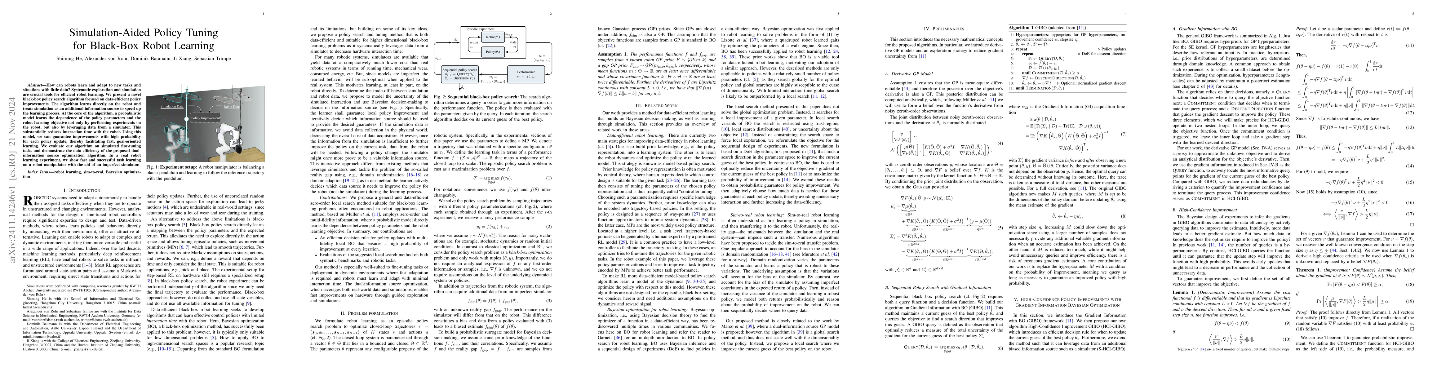 Thumbnail for Simulation-Aided Policy Tuning for Black-Box Robot Learning
