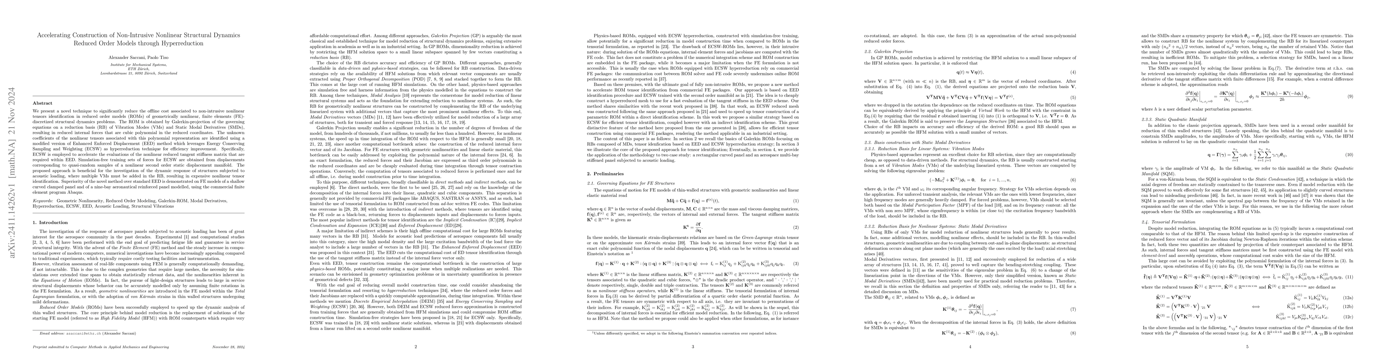 Thumbnail for Accelerating Construction of Non-Intrusive Nonlinear Structural Dynamics
  Reduced Order Models through Hyperreduction