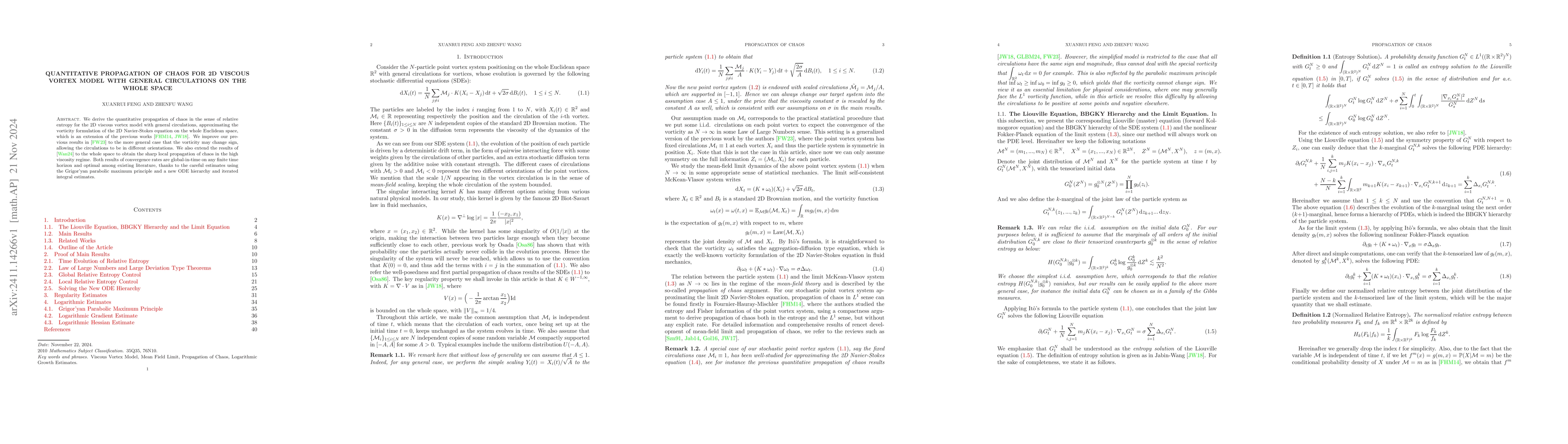 Thumbnail for Quantitative Propagation of Chaos for 2D Viscous Vortex Model with
  General Circulations on the Whole Space