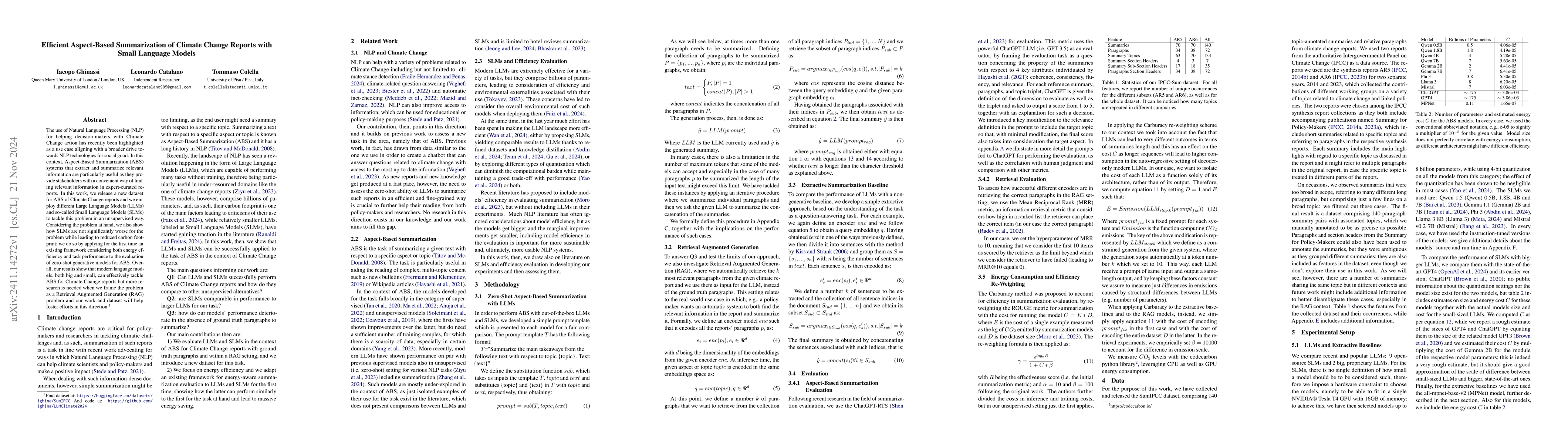 Thumbnail for Efficient Aspect-Based Summarization of Climate Change Reports with
  Small Language Models