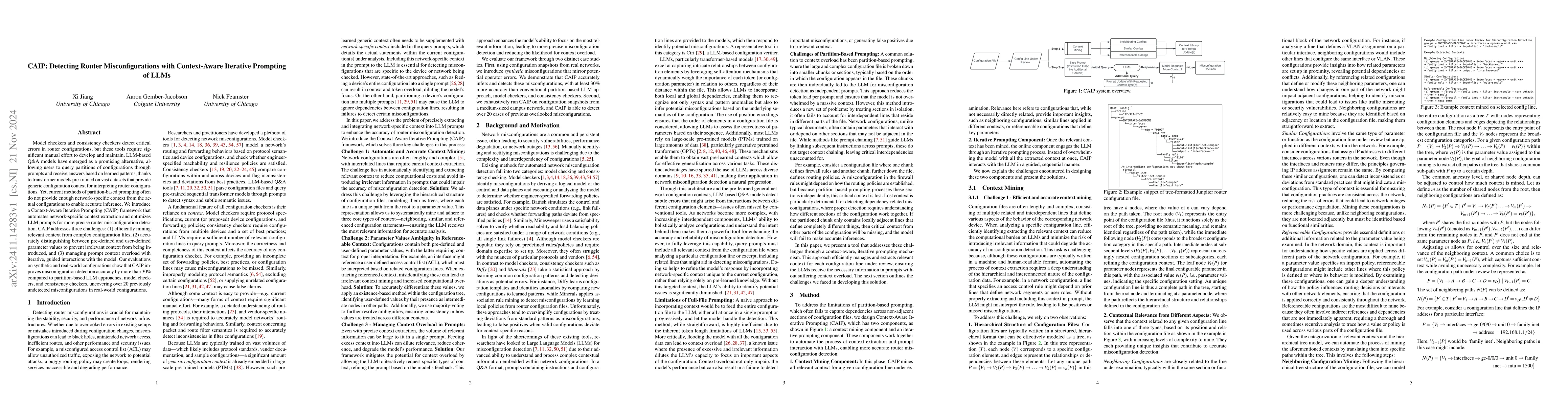 Thumbnail for CAIP: Detecting Router Misconfigurations with Context-Aware Iterative
  Prompting of LLMs