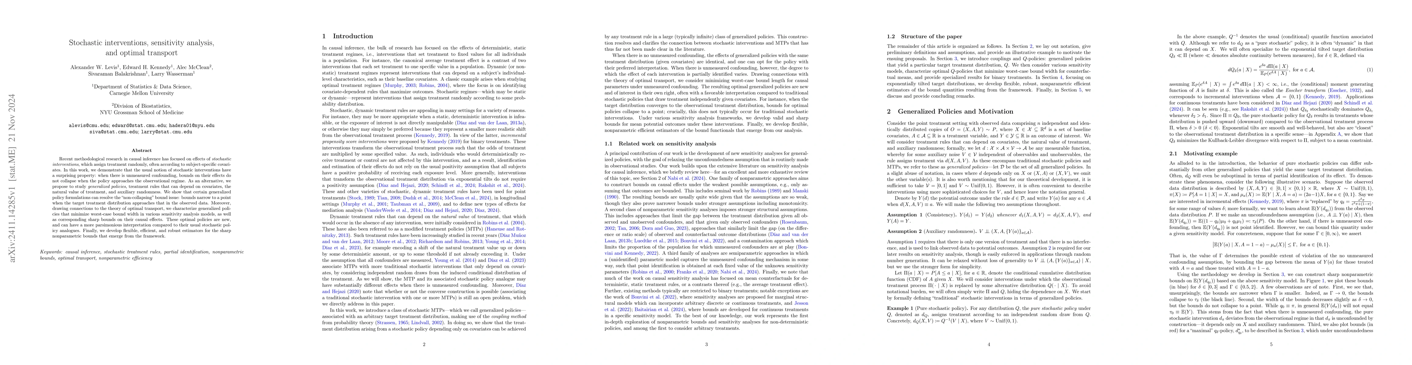 Thumbnail for Stochastic interventions, sensitivity analysis, and optimal transport