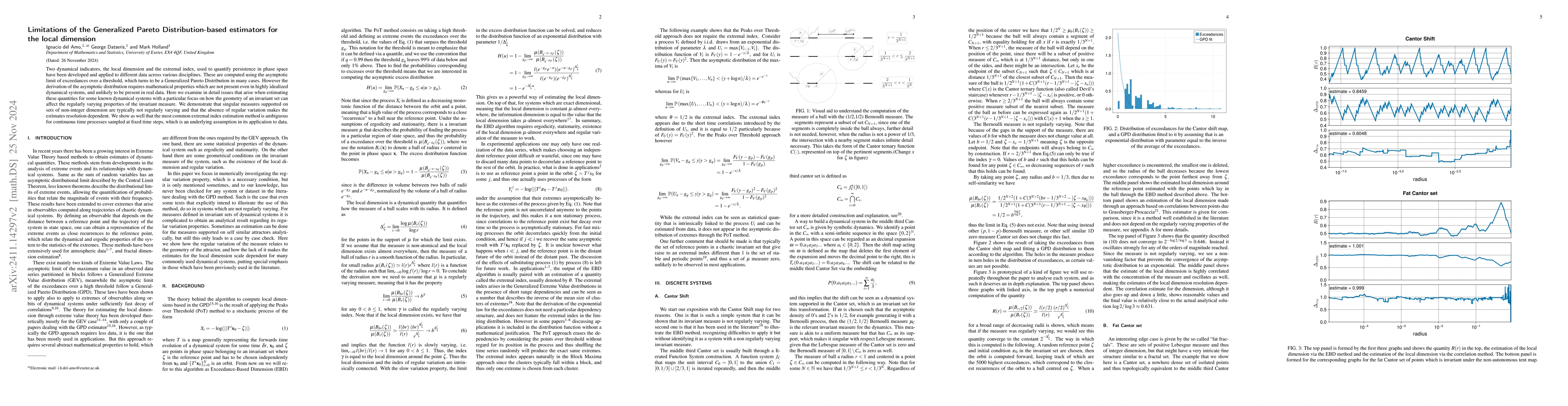 Thumbnail for Limitations of the Generalized Pareto Distribution-based estimators for
  the local dimension