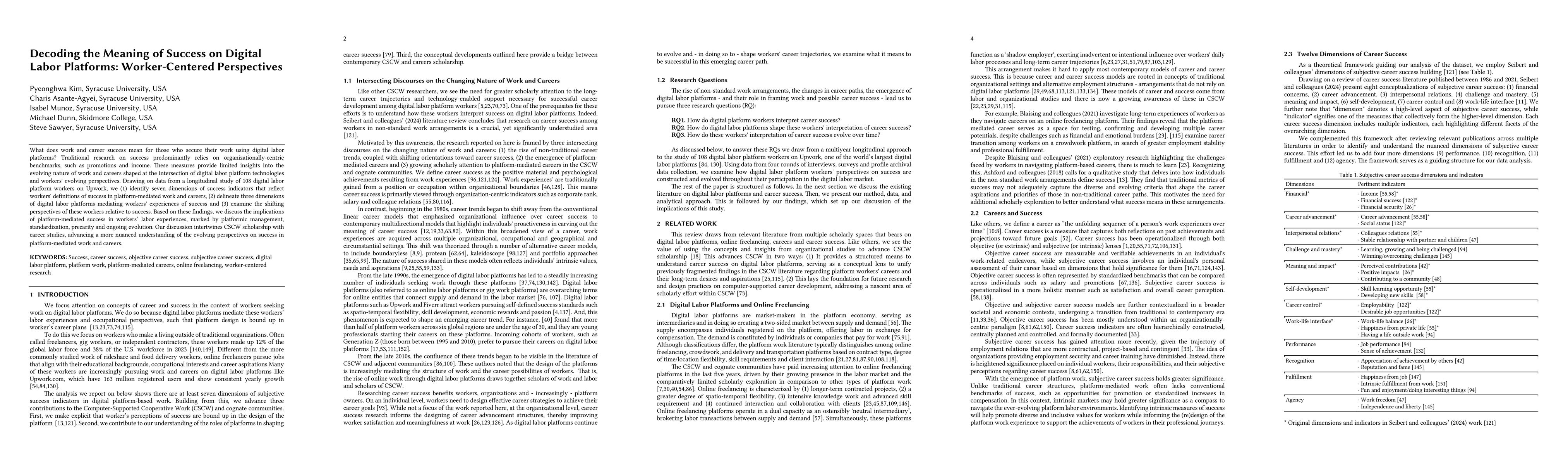 Thumbnail for Decoding the Meaning of Success on Digital Labor Platforms:
  Worker-Centered Perspectives