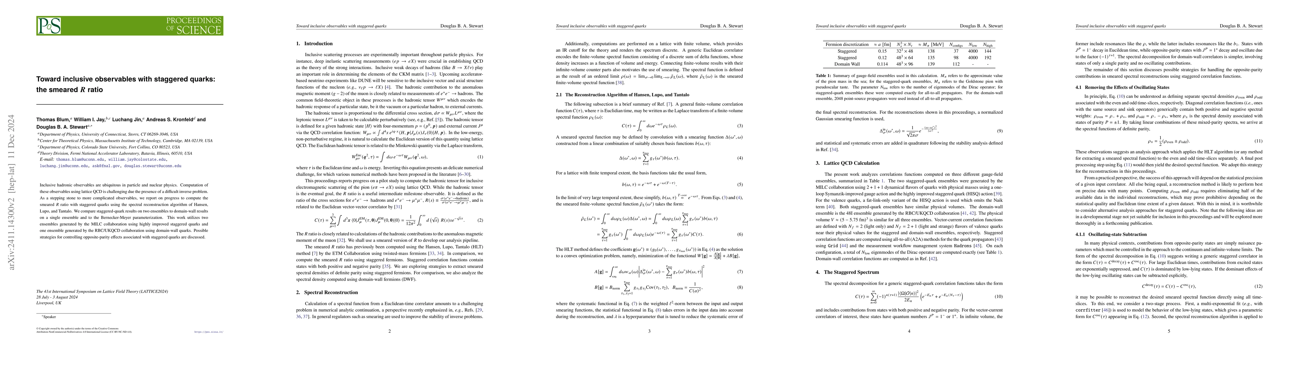 Thumbnail for Toward inclusive observables with staggered quarks: the smeared
  $R$~ratio