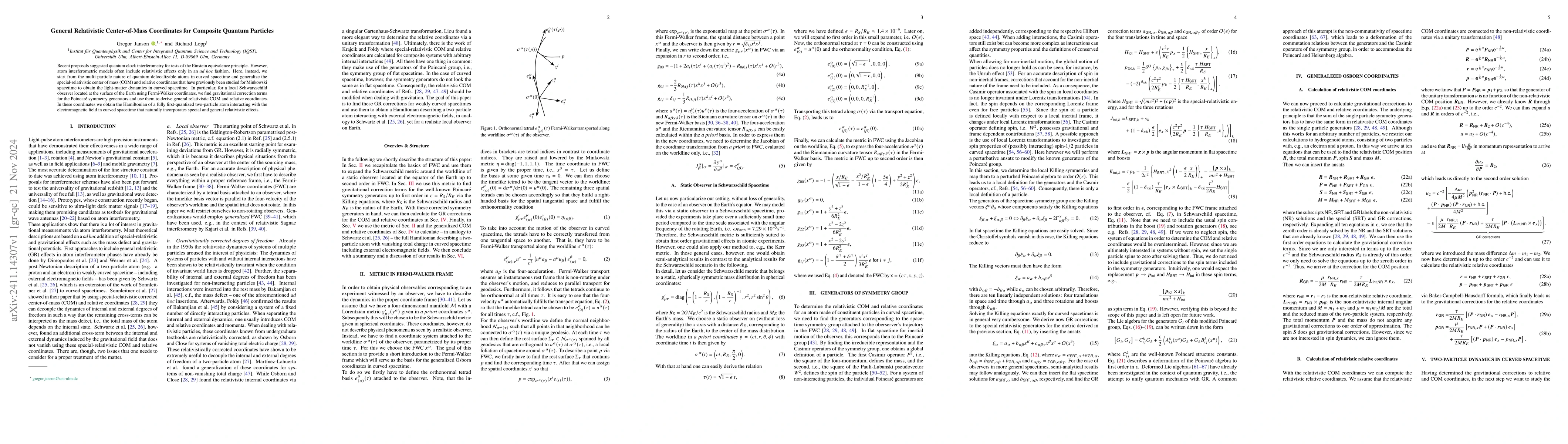 Thumbnail for General Relativistic Center-of-Mass Coordinates for Composite Quantum
  Particles