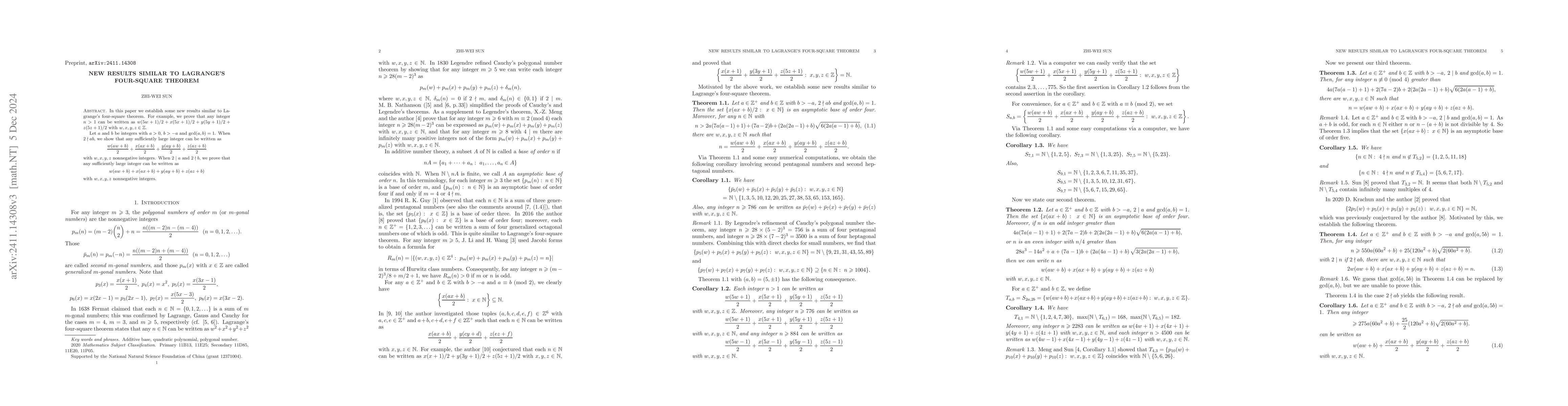 Thumbnail for New results similar to Lagrange's four-square theorem