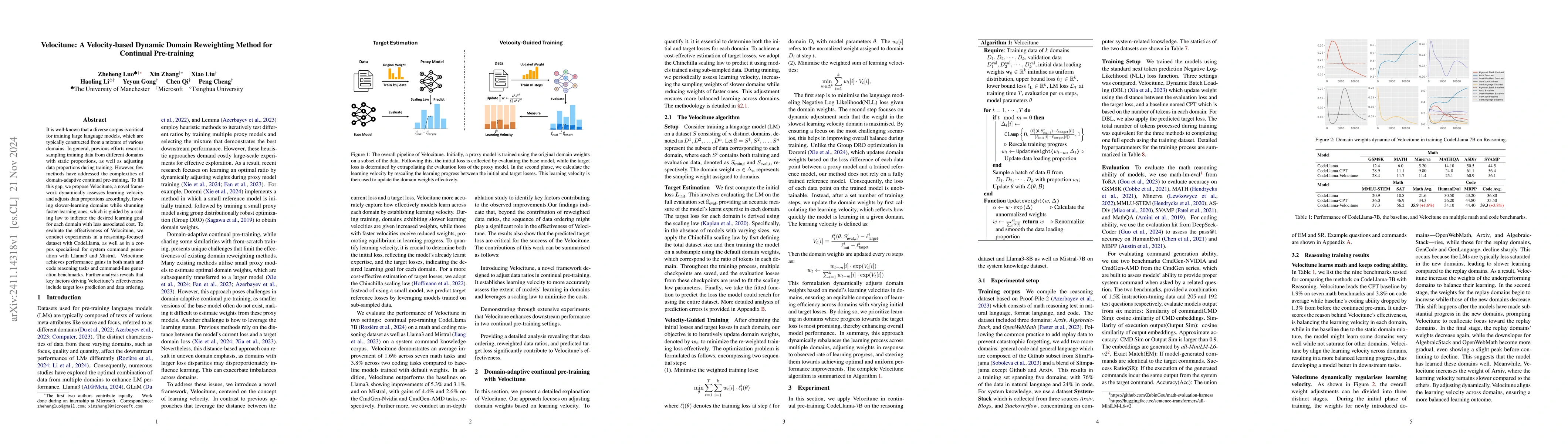 Thumbnail for Velocitune: A Velocity-based Dynamic Domain Reweighting Method for
  Continual Pre-training