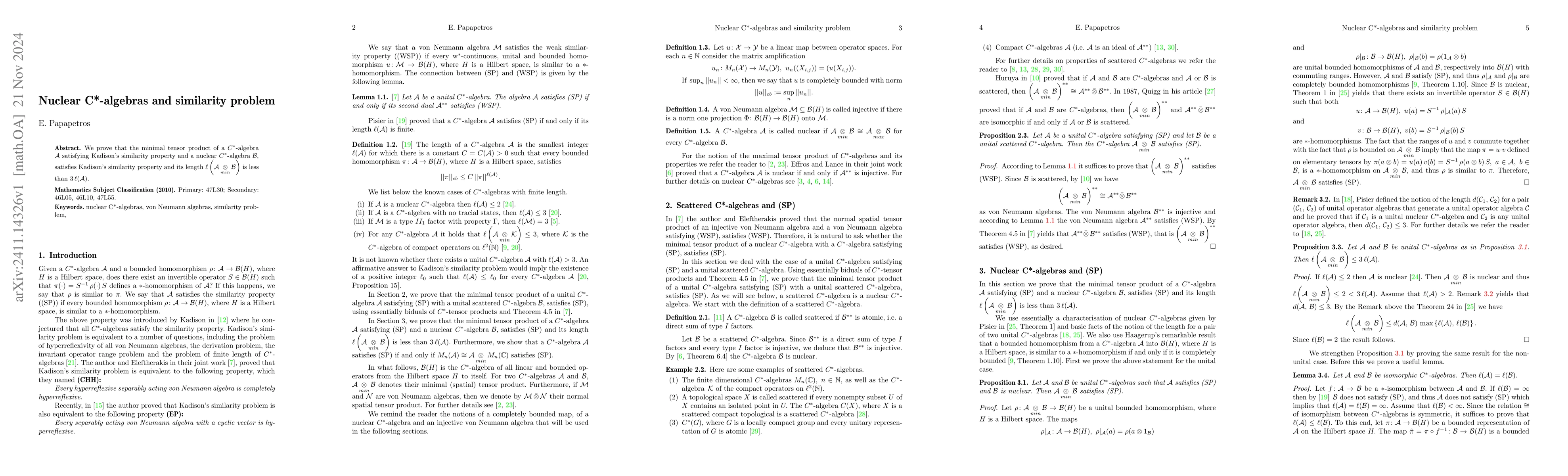 Thumbnail for Nuclear C*-algebras and similarity problem