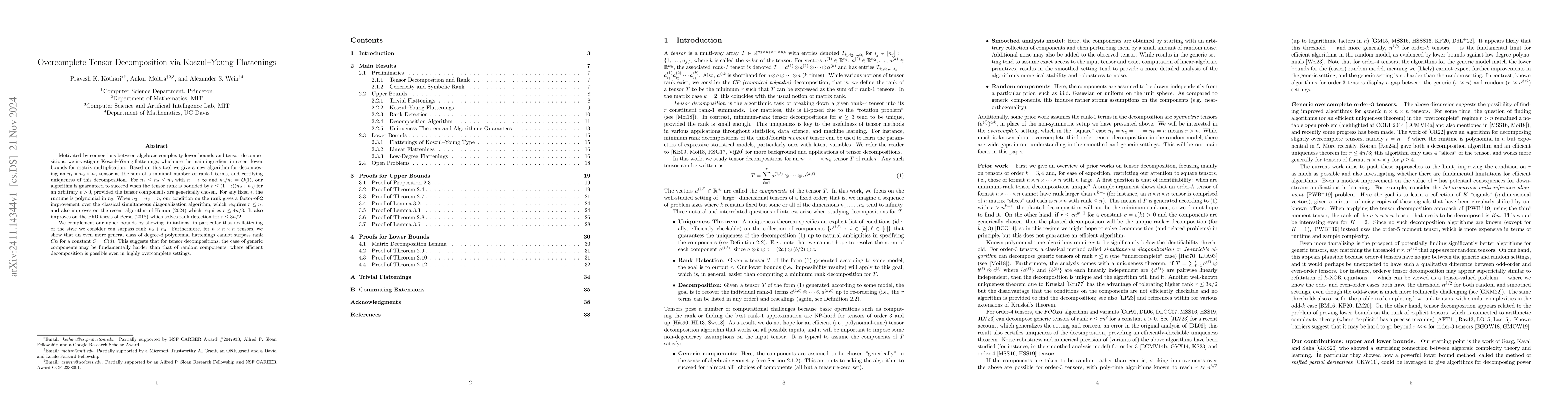 Thumbnail for Overcomplete Tensor Decomposition via Koszul-Young Flattenings