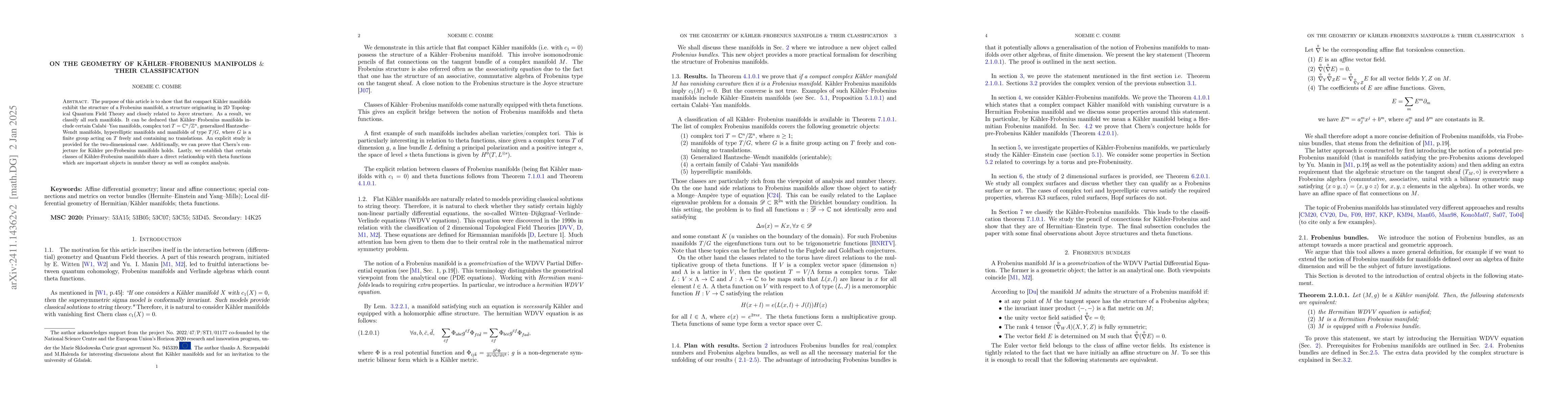 Thumbnail for On the geometry of Kähler--Frobenius manifolds and their
  classification
