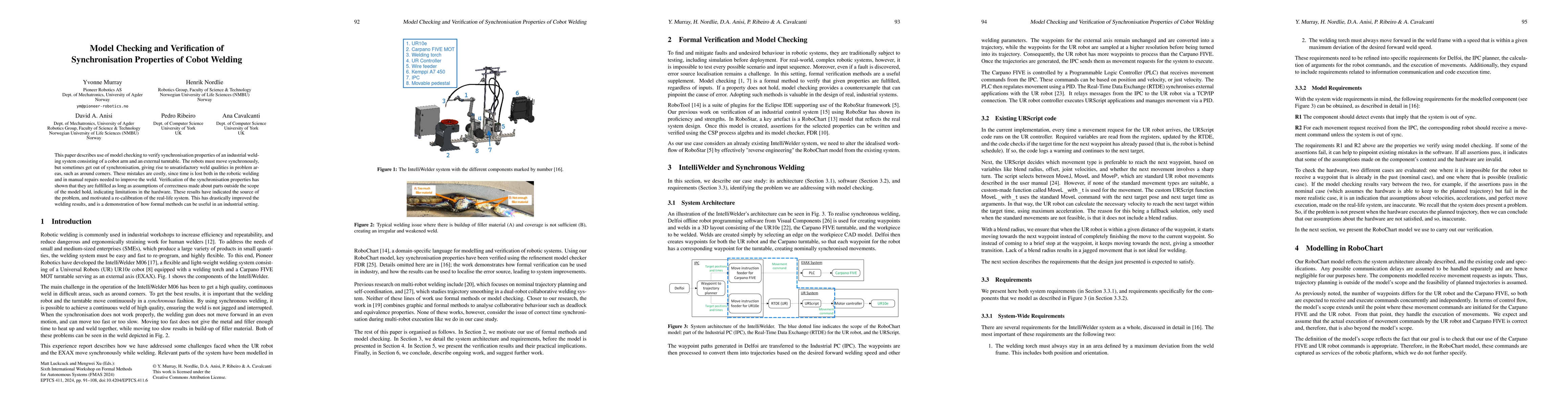 Thumbnail for Model Checking and Verification of Synchronisation Properties of Cobot
  Welding