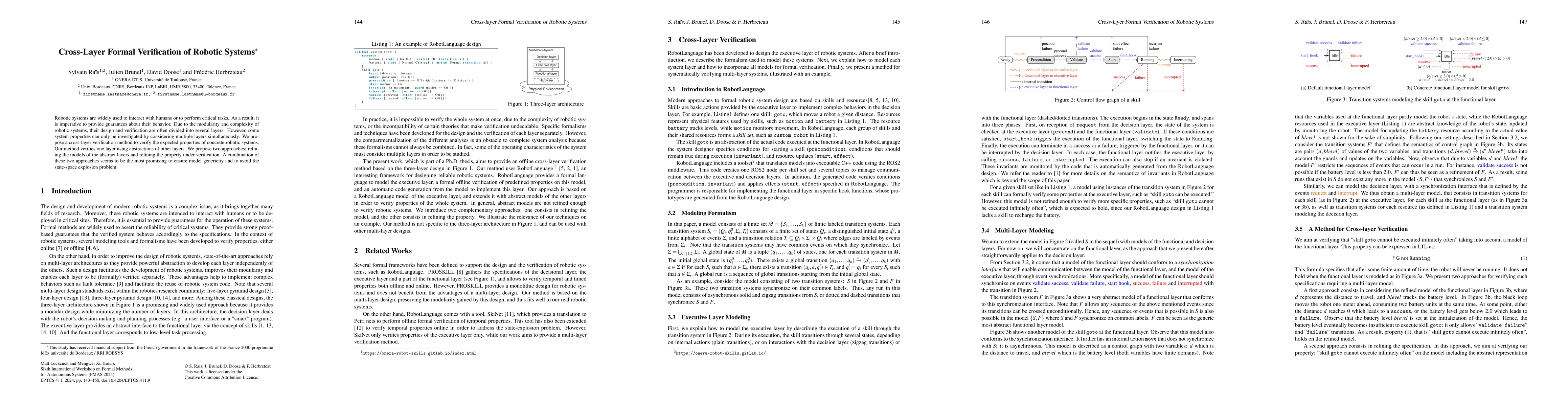 Thumbnail for Cross--layer Formal Verification of Robotic Systems