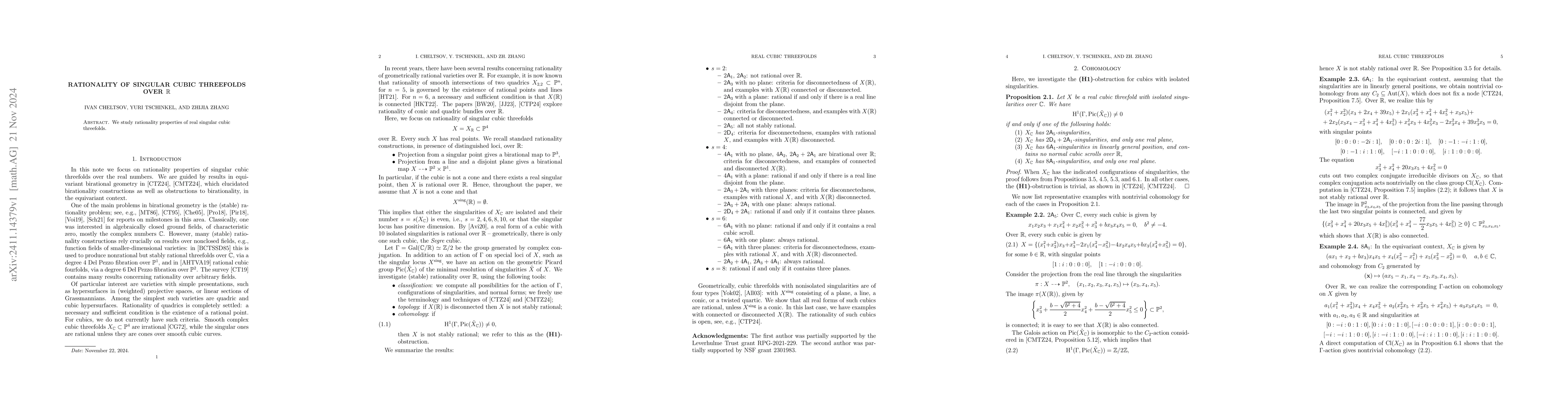 Thumbnail for Rationality of singular cubic threefolds over $\mathbb R$