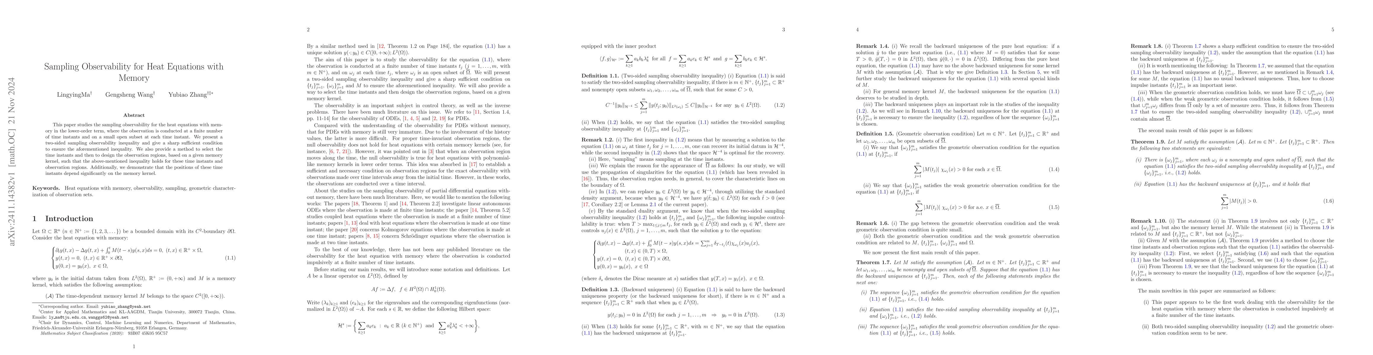 Thumbnail for Sampling Observability for Heat Equations with Memory