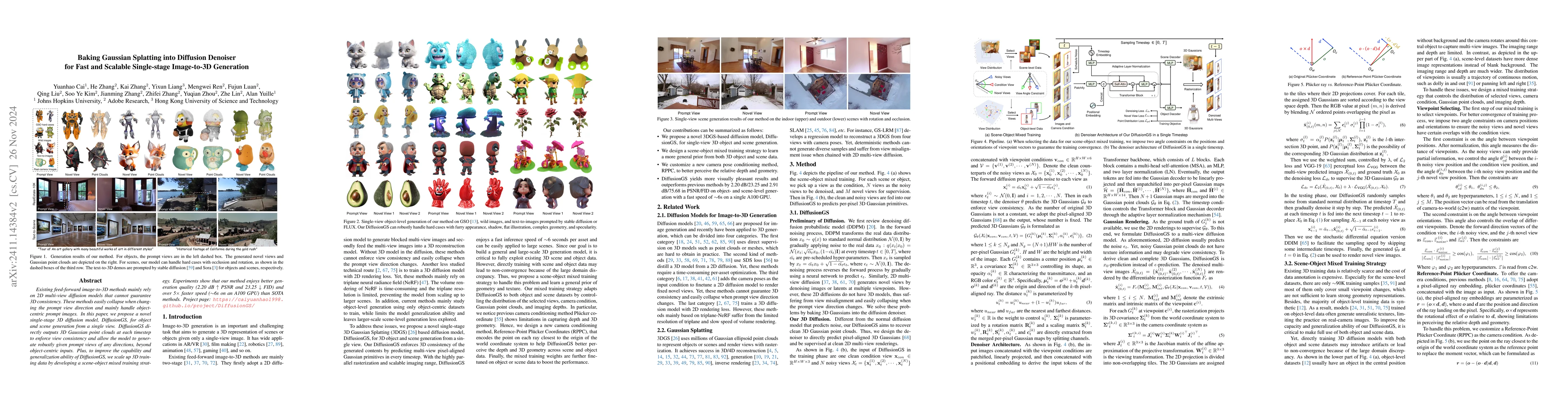 Thumbnail for Baking Gaussian Splatting into Diffusion Denoiser for Fast and Scalable
  Single-stage Image-to-3D Generation
