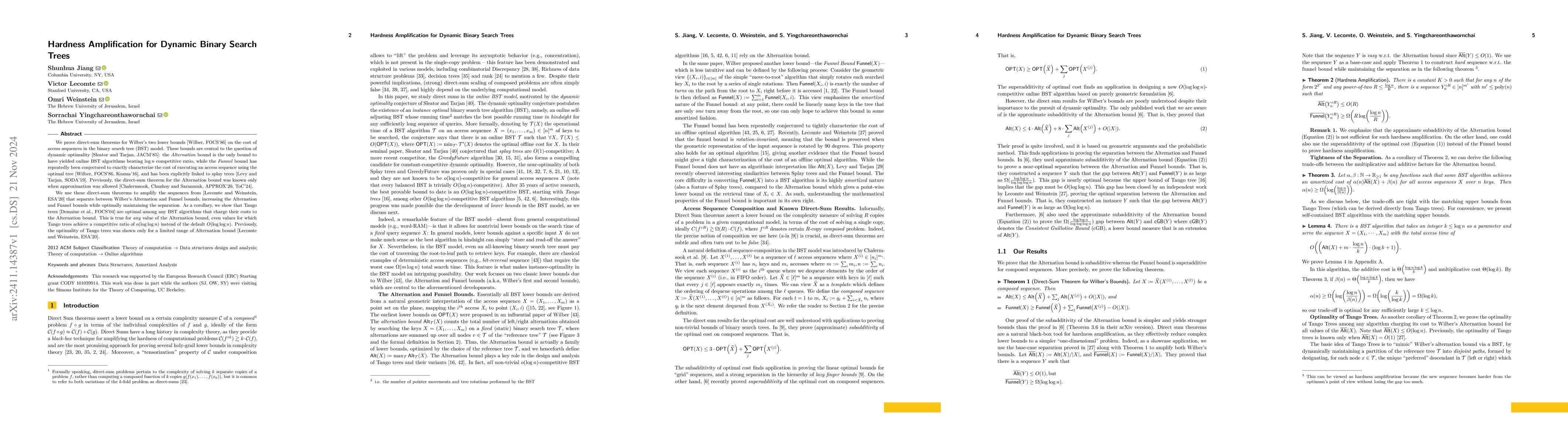 Thumbnail for Hardness Amplification for Dynamic Binary Search Trees