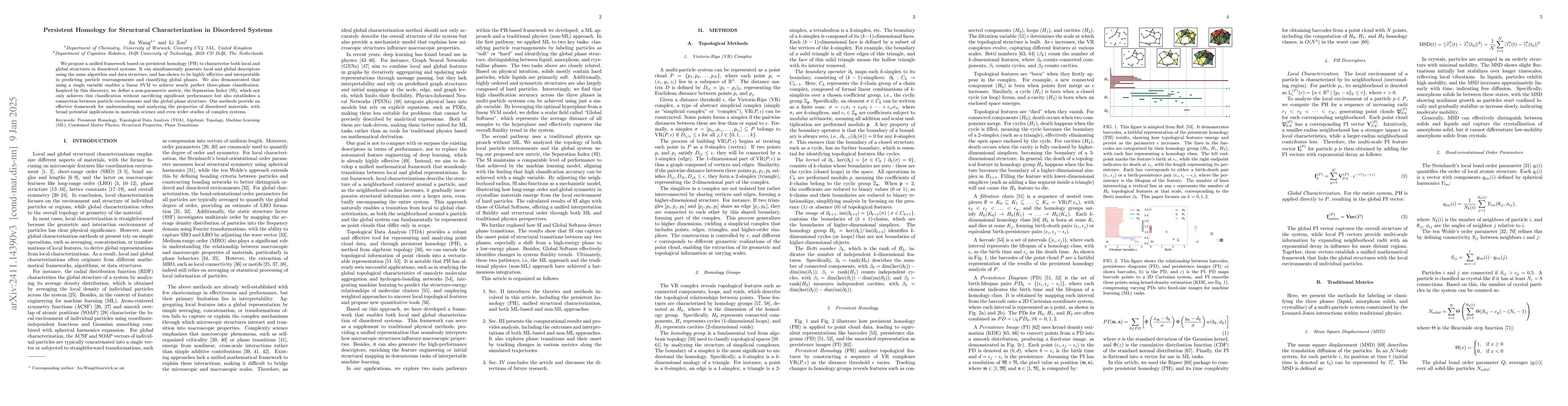 Thumbnail for Persistent Homology for Structural Characterization in Disordered
  Systems