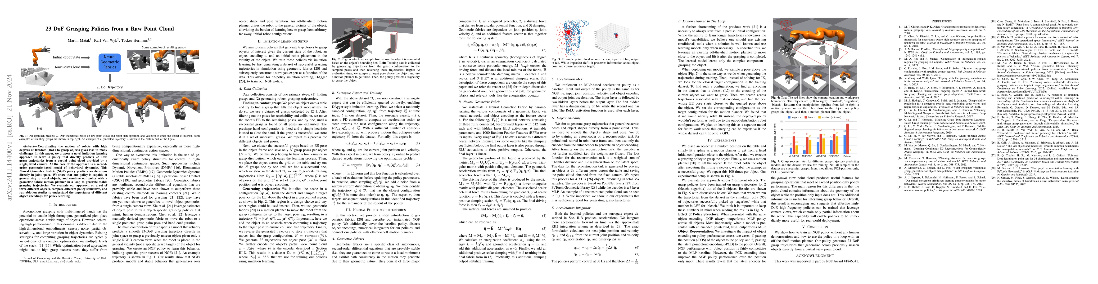 Thumbnail for 23 DoF Grasping Policies from a Raw Point Cloud