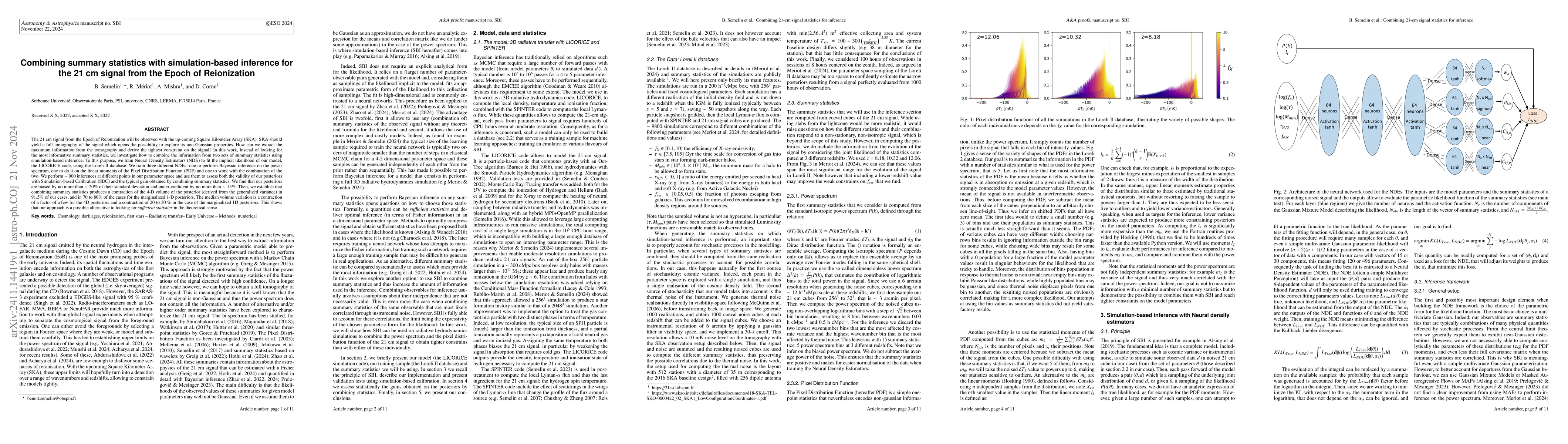 Thumbnail for Combining summary statistics with simulation-based inference for the 21
  cm signal from the Epoch of Reionization