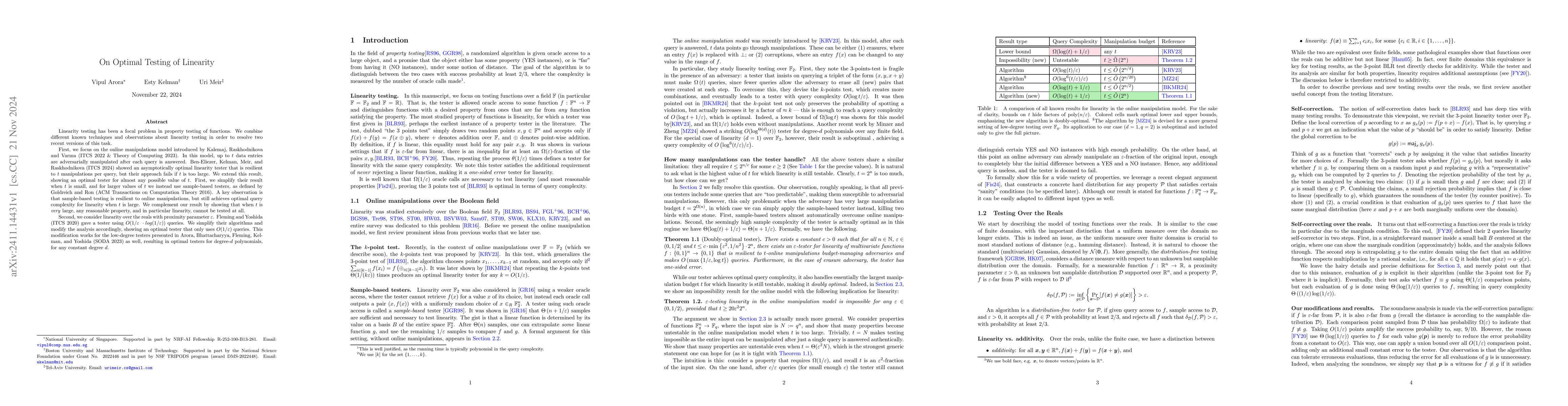Thumbnail for On Optimal Testing of Linearity