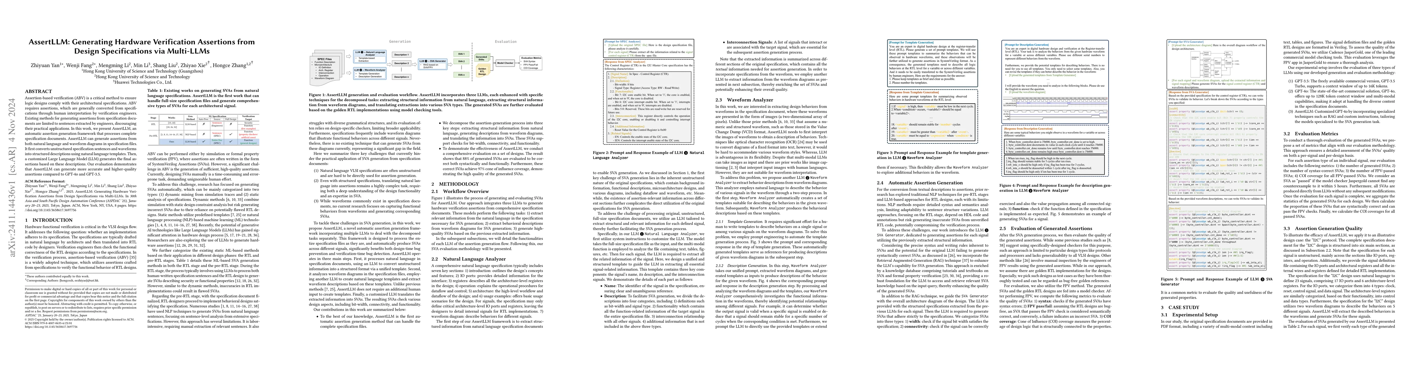 Thumbnail for AssertLLM: Generating Hardware Verification Assertions from Design
  Specifications via Multi-LLMs