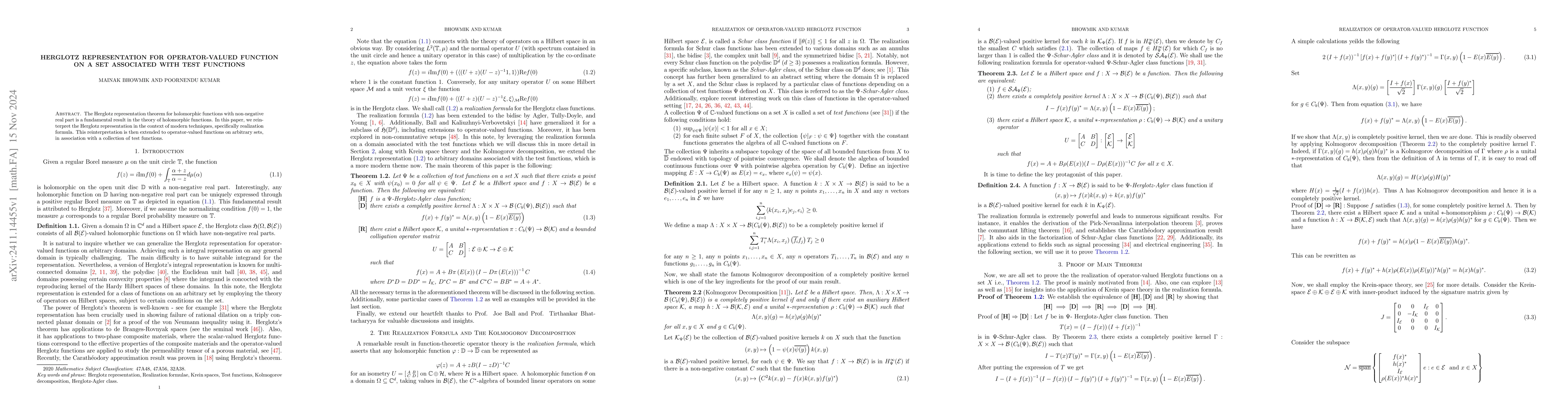 Thumbnail for Herglotz representation for operator-valued function on a set associated
  with test functions